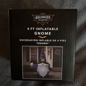 NIB 4 FT Inflatable Light Up Gnome Purple Halloween Collection Outdoor Indoor